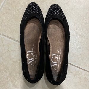 AGL black suede flats